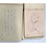 WW1 SKETCH / AUTOGRAPH BOOK BY L/CPL J N STEWART OF THE 8TH BATTALION BLACK WATCH FROM DENMORE