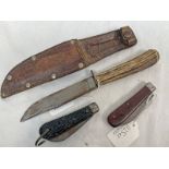 ANTLER HANDLED HUNTING KNIFE WITH 12.