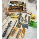 SELECTION OF GUN CLEANING EQUIPMENT, BULLET MOULDS, KASSNAR RIFLE SCOPE,