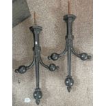 TWO 3 PRONG SOLID METAL BUILDING ROOF FINIALS