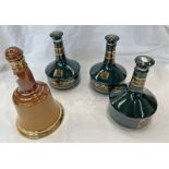 3 EMPTY KINGS PRIVILEGE SCOTCH WHISKY DECANTERS & A BELLS SCOTTISH WHISKY DECANTER -4-