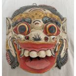 CARVED WOODEN HAND PAINTED ORIENTAL DRAGON MASK, 25.