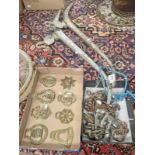 PAIR OF HORSE HAMES, BRASS HORSE BITS, BUCKLES,