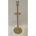 19TH CENTURY TURNED BRASS CANDLE STICK WITH STEPPED BASE,