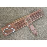 WESTERN LEATHER AMMO BELT WITH SCABBARD FOR A KNIFE