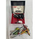 1 RAPALLA LURE & 17 RAPALLA STYLE LURES & A MITCHELL 300 SPINNING REEL