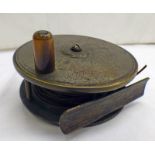 UNMARKED 3 1/2" BRASS REEL WITH SMOOTH FOOT AND LINE