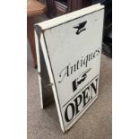 FOLDING DOUBLE SIDED SHOP SIGN "ANTIQUES OPEN"