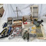SELECTION OF TORCHES, SCALES, DIGITAL MULTI-METER, SHARPENING STONES, CROSS BOW BOLTS & PARTS,