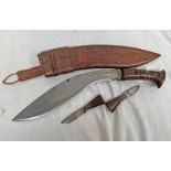KUKRI WITH 33CM LONG BLADE, WOODEN GRIP,