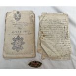 INTERESTING WW1 HAND WRITTEN DIARY BY A J G LIVINGSTON OF THE 3 / 3RD SCOTTISH HORSE ROYAL