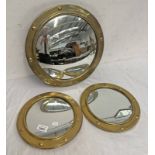 3 CIRCULAR BRASS SHIPS PORT HOLE MIRROR,