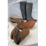 LEATHER HORSE SADDLE & A PAIR OF CADETT SIZE 9 BOOTS