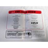 THE LULU SHOW AUTOGRAPHED PROGRAMME, TO INCLUDE SIGNATURES BY LULU,