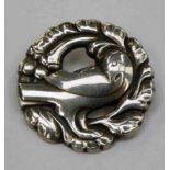 GEORG JENSEN DANISH 925 STERLING SILVER DOVE BROOCH WITH LONDON - DATED LETTER RUBBED,