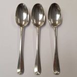 SET OF 3 VICTORIAN SILVER DESSERT SPOONS BY REID & SONS,