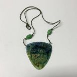 ART NOUVEAU DAUM NANCY COLOURED PATE DE VERRE CHAMELEON PENDANT - 69CM WIDE,