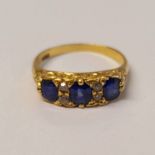 19TH CENTURY 18CT GOLD SAPPHIRE & DIAMOND RING,