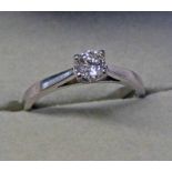 18CT GOLD DIAMOND SOLITAIRE RING BY FOREVER DIAMONDS, THE ROUND BRILLIANT CUT DIAMOND 0.