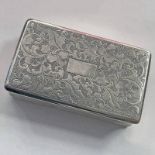 19TH CENTURY CHINESE SILVER SNUFF BOX WITH FOLIATE ENGRAVED DECORATION BY CUTSHING CANTON CIRCA