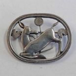 GEORG JENSEN DANISH SILVER KNEELING DEER BROOCH, NO 256 - 4.