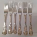 SET 6 19TH CENTURY KINGS PATTERN SCOTTISH PROVINCIAL SILVER FORKS BY ALEXANDER CAMERON, DUNDEE,