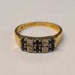 18CT GOLD SAPPHIRE & DIAMOND SET RING - 3.