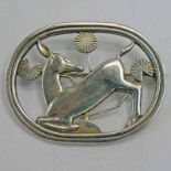 GEORG JENSEN DANISH SILVER KNEELING FAWN BROOCH, NO 256 HALLMARKED,