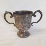 LARGE SILVER 2-HANDLED TROPHY - THE WASHINGTON TROPHY 1932 MAGDALEN GREEN PUBLIC TENNIS COURTS BY