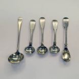 SELECTION OF SCOTTISH PROVINCIAL SILVER CONDIMENT SPOONS BY EDWARD LIVINGSTONE, JOHN STOBIE,