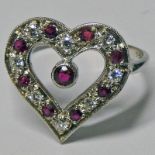 18CT GOLD RUBY & DIAMOND HEART SHAPED RING