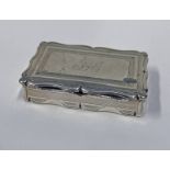 VICTORIAN SILVER SNUFF BOX WITH ENGRAVED DECORATION & GILT INTERIOR BY EDWARD SMITH,