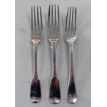 3 19TH CENTURY SILVER TABLE FORKS: DUBLIN 1835,