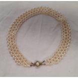 CULTURED PEARL COLLAR NECKLACE - 41CM LONG