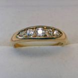 18CT GOLD 5-STONE DIAMOND SET RING Condition Report: Ring size: O.