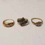3 X 9CT GOLD RINGS - 7.