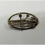 9CT GOLD RENNIE MCINTOSH STYLE BROOCH BY CARRICK JEWELLERY - 5CM LONG, 9.