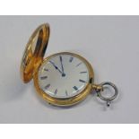 18K GOLD HUNTER CASED POCKETWATCH WITH ENGINE TURNED DECORATION - 64 G Condition Report: