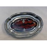 SILVER & TORTOISESHELL PIN DISH WITH PIQUE WORK INLAY,
