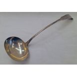 19TH CENTURY SCOTTISH PROVINCIAL SILVER FIDDLE PATTERN SOUP LADLE BY WILLIAM JAMIESON,