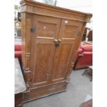 19TH CENTURY PINE CABINET WITH 2 PANEL DOORS OVER DRAWER 159 CM TALL