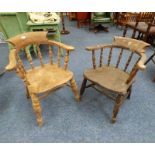 2 EARLY 20TH CENTURY CAPTAINS CHAIR ON TURNED SUPPORTS