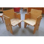 PAIR OF 20TH CENTURY OAK ARMCHAIRS 81 CM TALL Condition Report: Both items of the