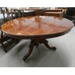 19TH CENTURY MAHOGANY CIRCULAR BREAKFAST TABLE ON CENTRE PEDESTAL WITH 3 SPREADING SUPPORTS.