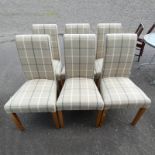 SET OF 6 TALL BACK DINING CHAIRS ON SQUARE SUPPORTS