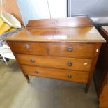 MAHOGANY CHEST OF 2 SHORT OVER 2 LONG DRAWERS ON SQUARE TAPERED SUPPORTS,