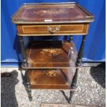 20TH CENTURY INLAID ROSEWOOD 3 TIER WHAT-NOT WITH ORMOLU MOUNTS,