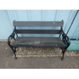 PAINTED GARDEN BENCH WITH CAST METAL ENDS