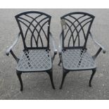 PAIR OF CAST METAL GARDEN ARMCHAIRS