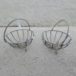 PAIR OF WROUGHT METAL PLANT STANDS/ HANGING BASKETS.
